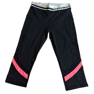 Calvin Klein Performance Pants Womens XL Cropped Pink Stripe Pocket Athletic Gym